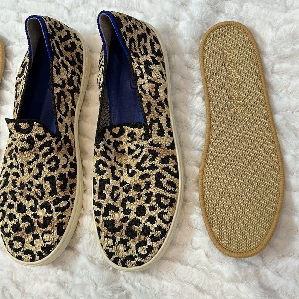 Rothy’s New wild cat leopard animal print slip on knit sneaker women’s size 7 - Picture 7 of 10